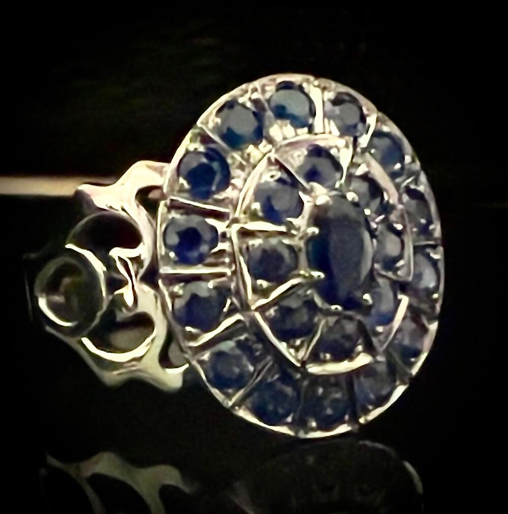 New Artisan Sterling Natural Sapphire Tiered Cocktail Ring